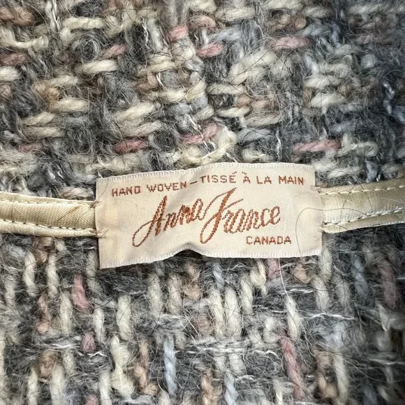 Vintage Hand Woven Wool Tweed Parisian Knit Sweater Vest Cardigan Nordic Rustic - Picture 5 of 8